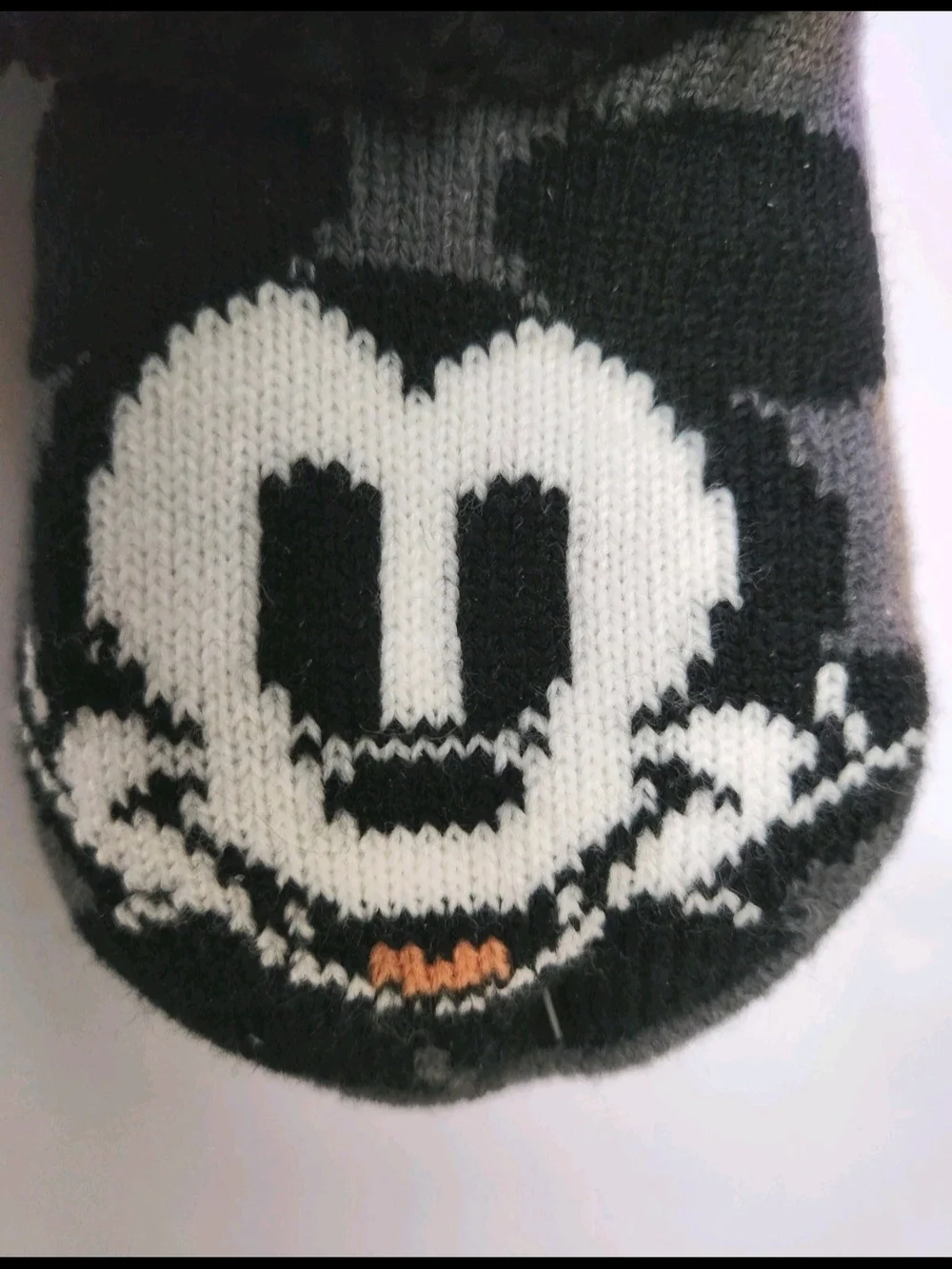 Disney Gray and Black Mickey Mouse Fuzzy Cuff Slipper Socks